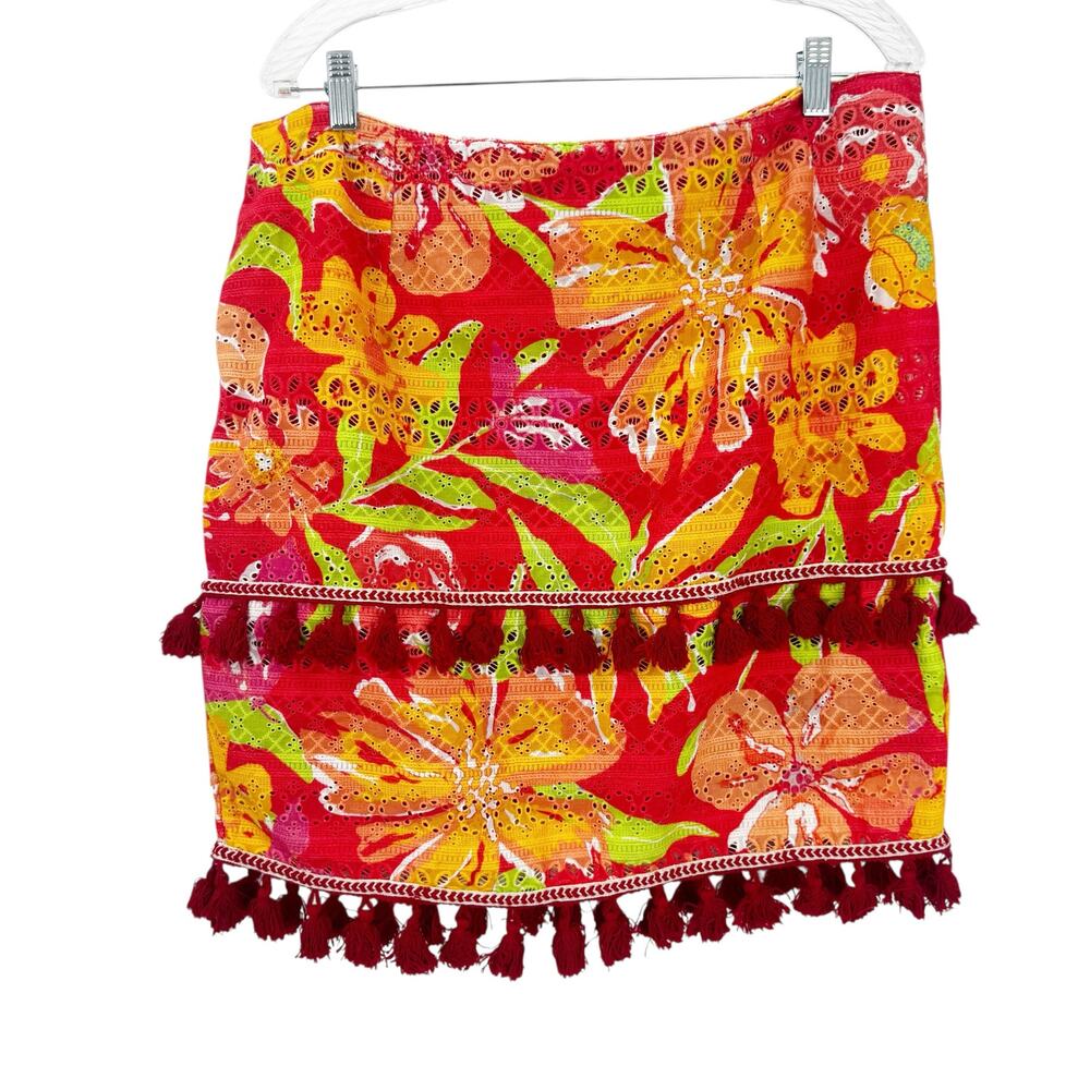 Anthropologie Verb Women's Electra Eyelet Tassel Mini Skirt Multicolor SZ XL NWT - Picture 7 of 12